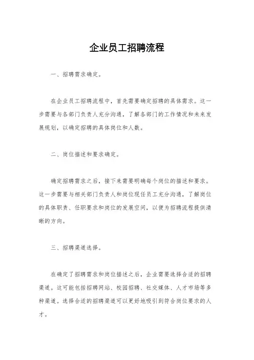 企业员工招聘流程