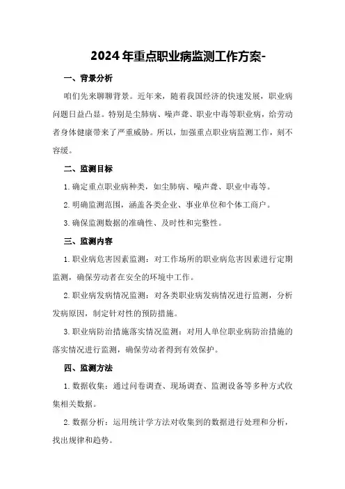 2024年重点职业病监测工作方案-