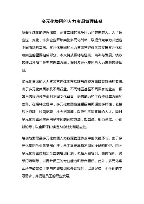多元化集团的人力资源管理体系
