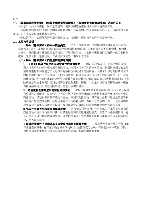 危险废物排除管理清单(2021版)