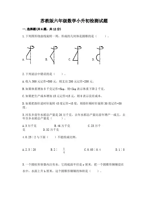 苏教版六年级数学小升初检测试题附答案【综合卷】