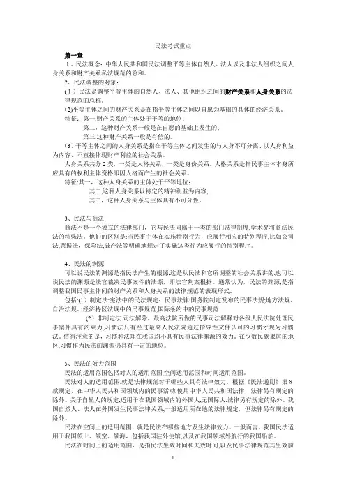 民法考试复习重点