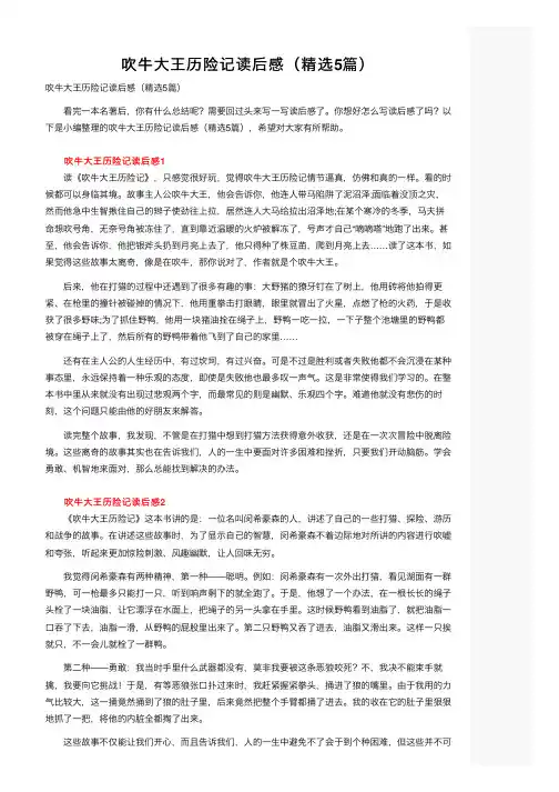 吹牛大王历险记读后感（精选5篇）