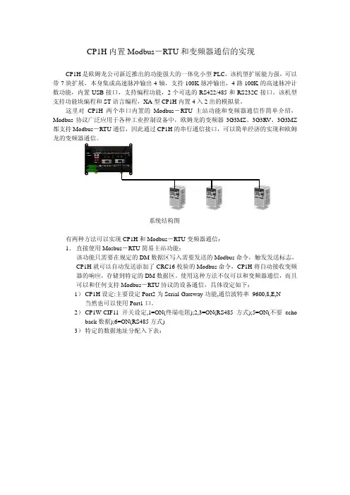 CP1H内置Modbus-RTU和变频器通信的实现