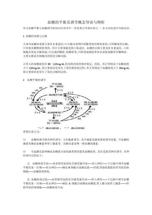 血糖的平衡及调节概念导读与例析1