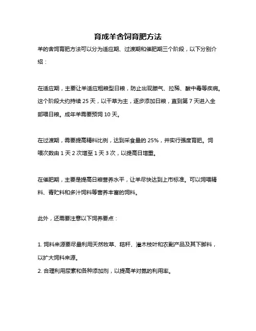 育成羊舍饲育肥方法