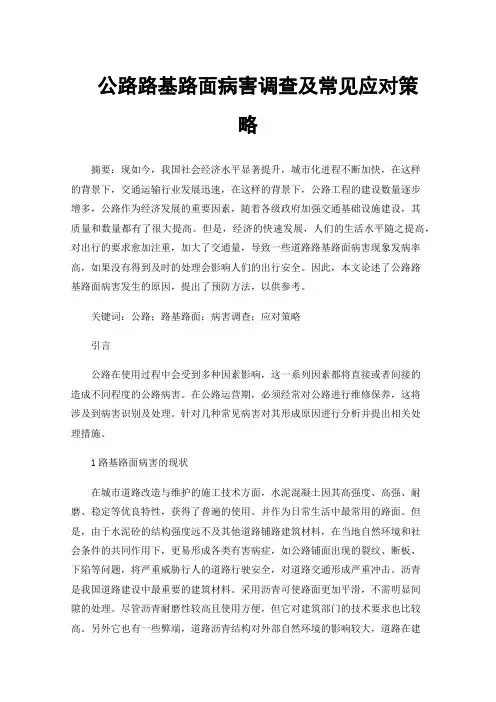 公路路基路面病害调查及常见应对策略
