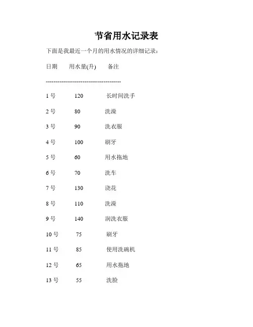 节省用水记录表