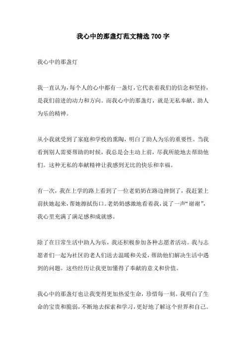 我心中的那盏灯范文精选700字