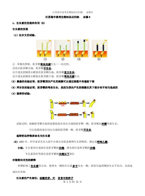 江苏生物高考知识点记忆大全必修