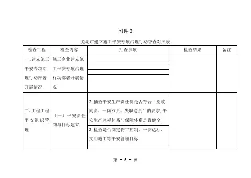 安全专项治理行动检查表格