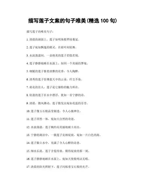 描写莲子文案的句子唯美(精选100句)