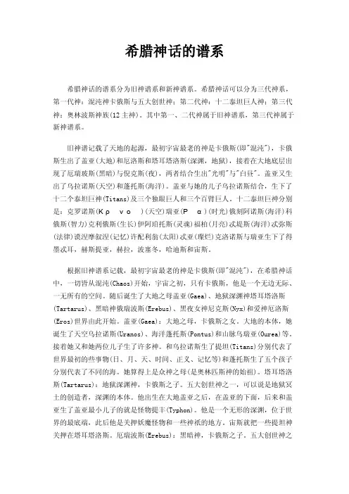 希腊神话的谱系