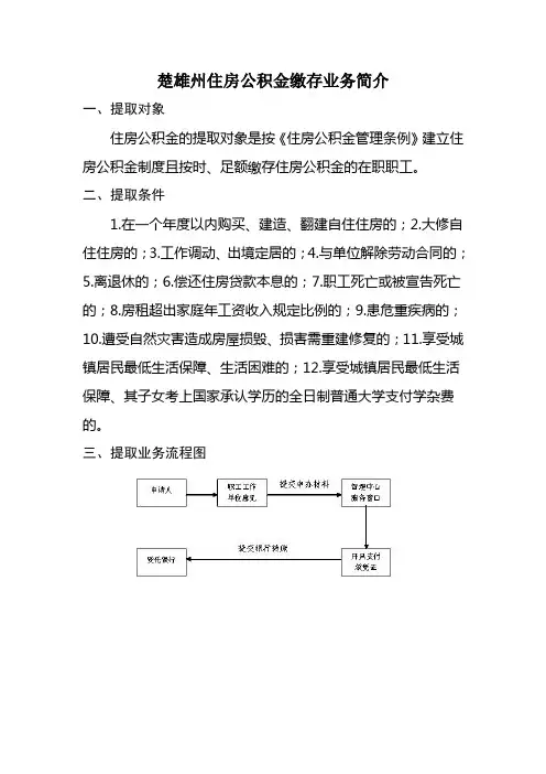 楚雄州住房公积金缴存业务简介