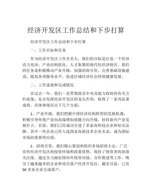 经济开发区工作总结和下步打算