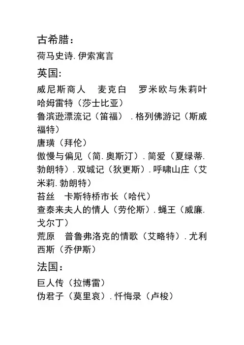 外国文学名篇总目