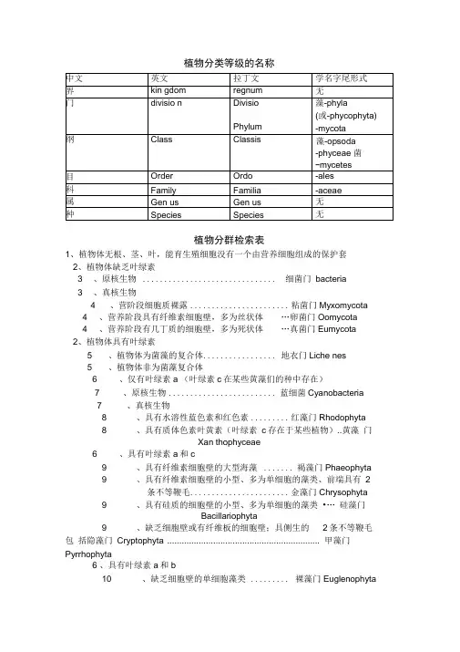 植物分类学整理汇编