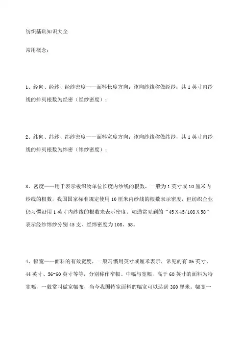 纺织基础知识大全