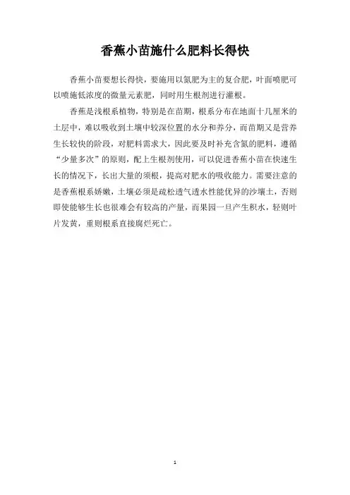 香蕉小苗施什么肥料长得快