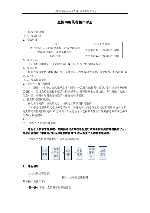 考生个人网上报考、缴费操作指南