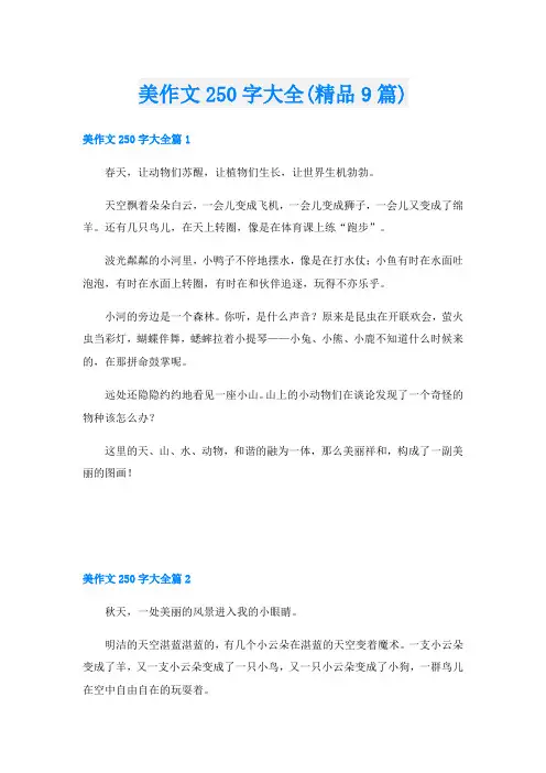 美作文250字大全(精品9篇)