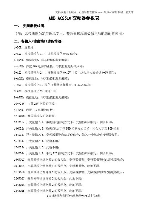 ABB--ACS510系列变频器通用接线图和参数表