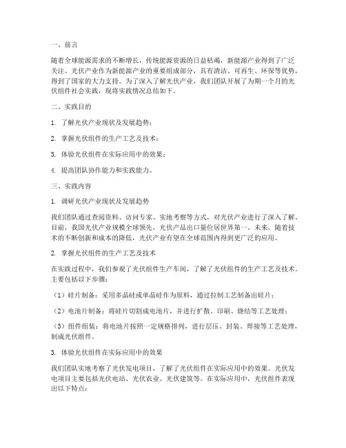 光伏组件的社会实践报告
