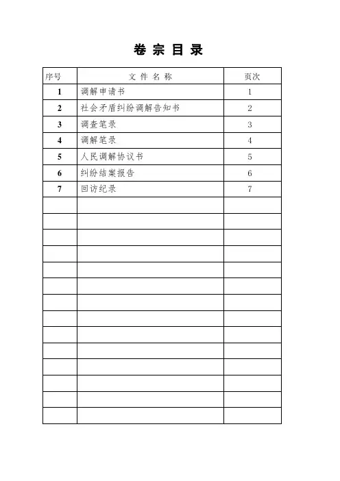 人民调解卷宗(样本)