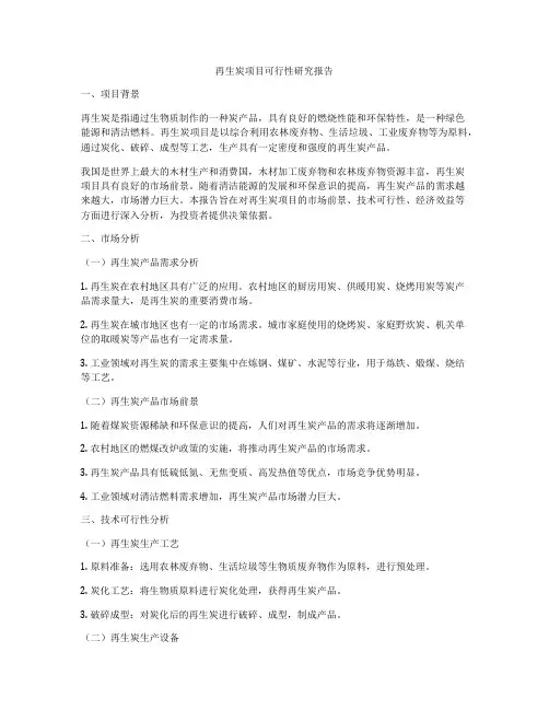 再生炭项目可行性研究报告