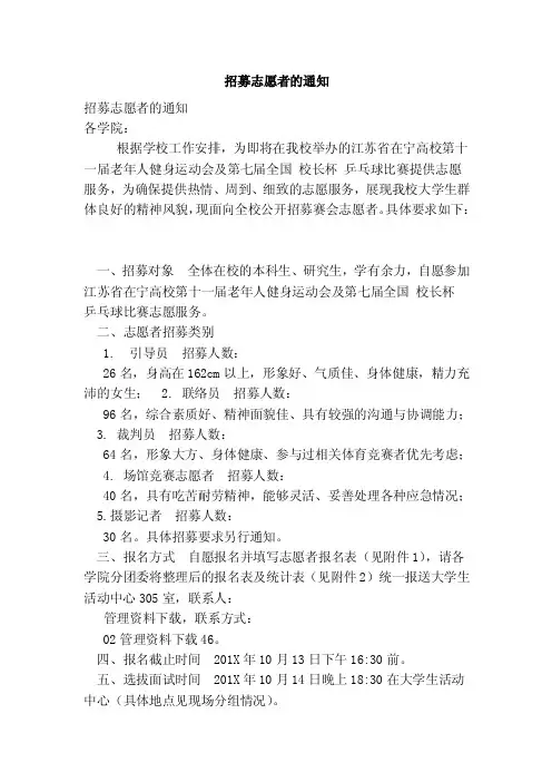 招募志愿者的通知