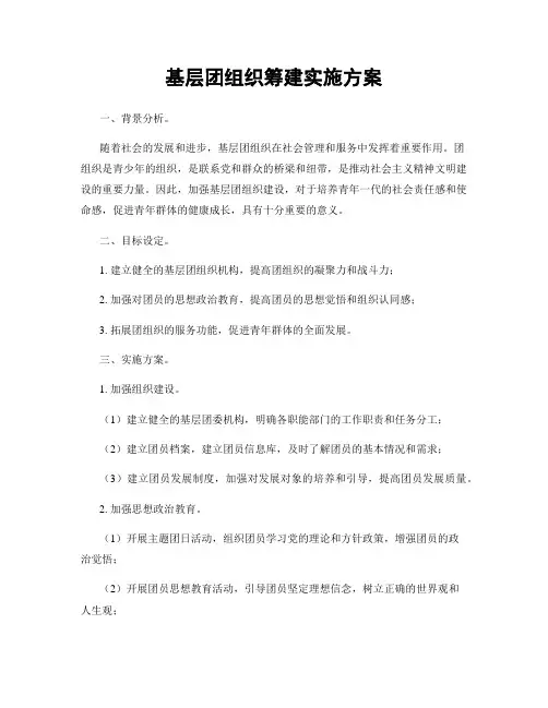基层团组织筹建实施方案