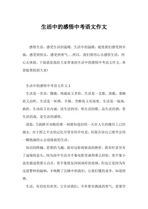 (中考作文)生活中的感悟中考语文作文