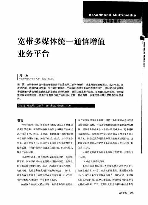 宽带多媒体统一通信增值业务平台