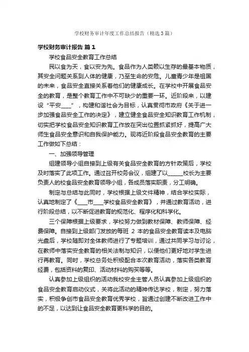 学校财务审计年度工作总结报告（精选3篇）