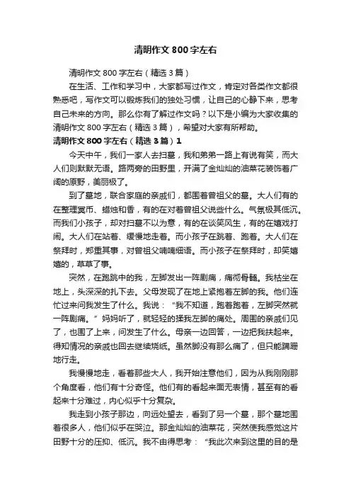 清明作文800字左右（精选3篇）