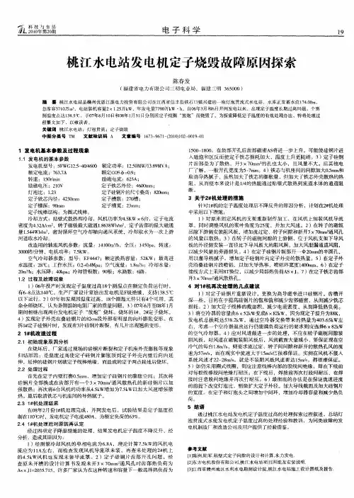 桃江水电站发电机定子烧毁故障原因探索