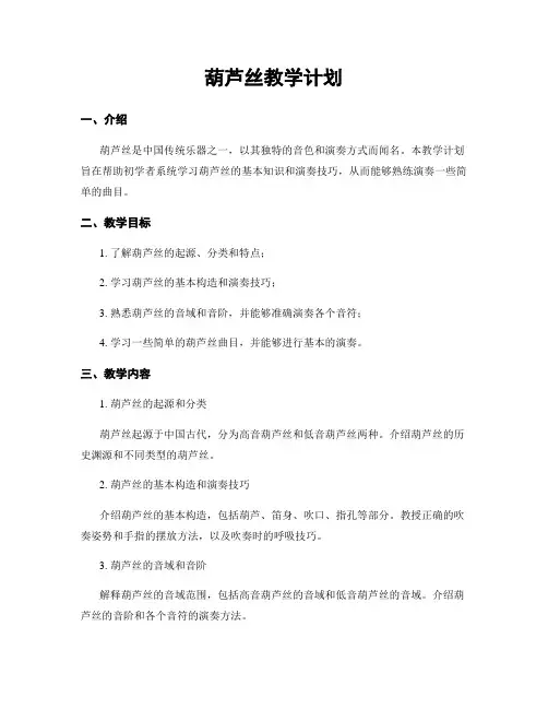 葫芦丝教学计划