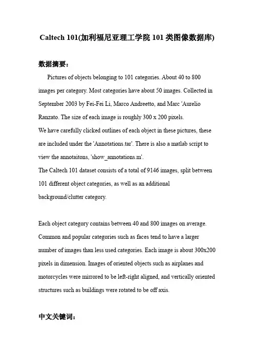 图像处理_Caltech 101(加利福尼亚理工学院101类图像数据库)