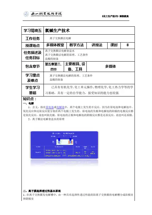 离子交换膜法电解食盐水
