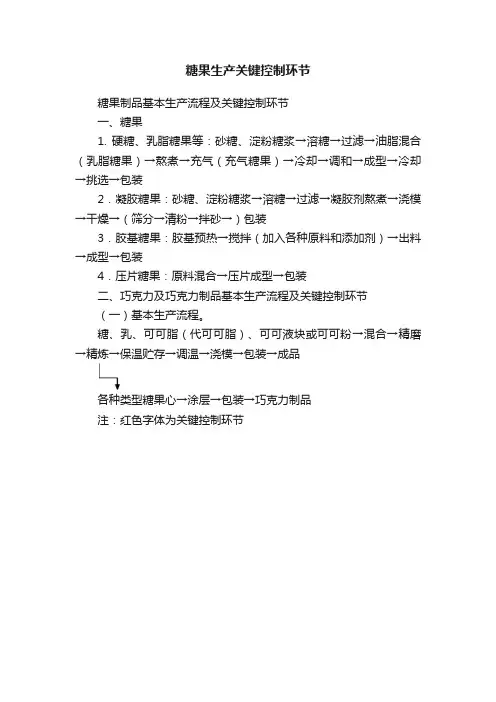 糖果生产关键控制环节