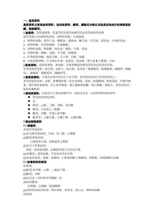 化妆品原料