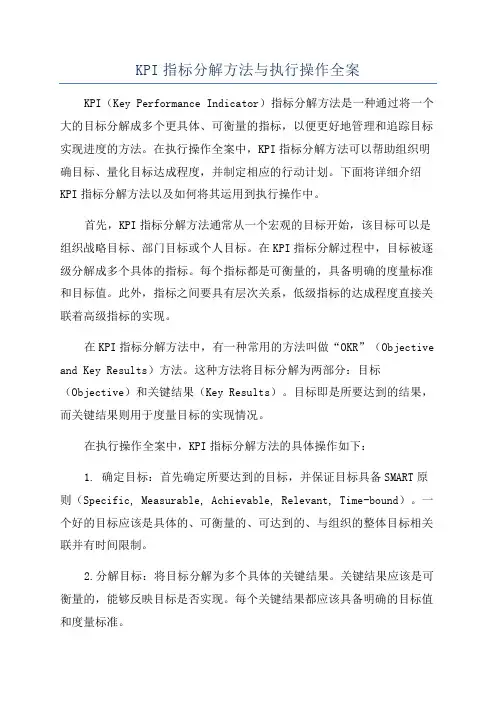 KPI指标分解方法与执行操作全案