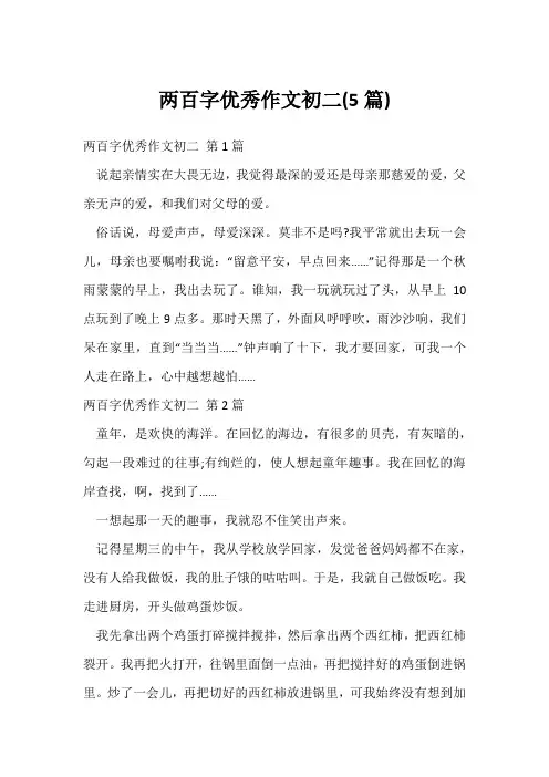 两百字优秀作文初二(5篇)