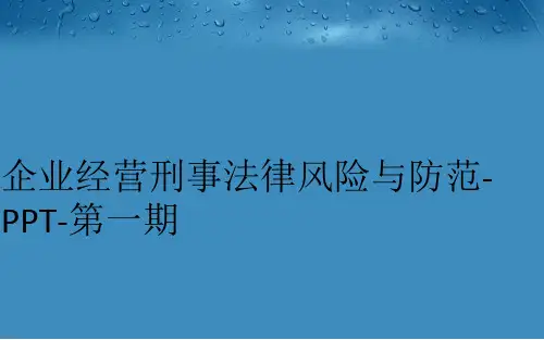 最新企业经营刑事法律风险与防范-PPT-第一期精品ppt课件