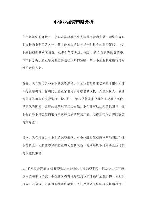 小企业融资策略分析