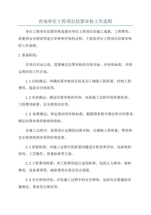 咨询单位工程项目结算审核工作流程