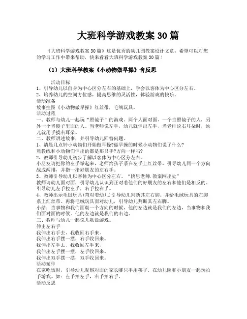 大班科学游戏教案30篇