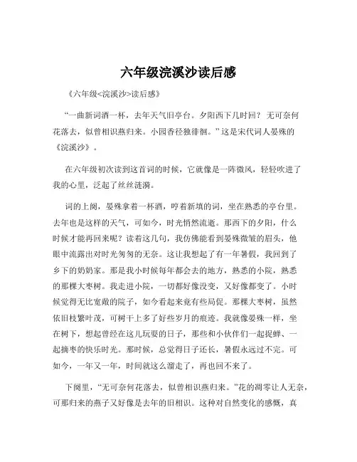 六年级浣溪沙读后感
