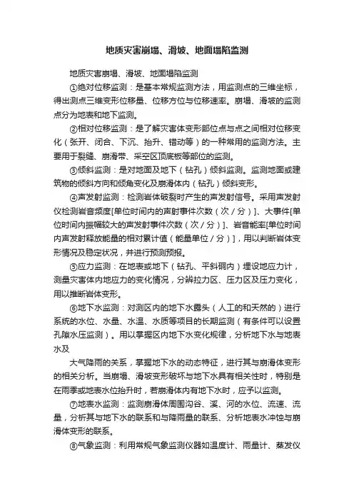 地质灾害崩塌、滑坡、地面塌陷监测