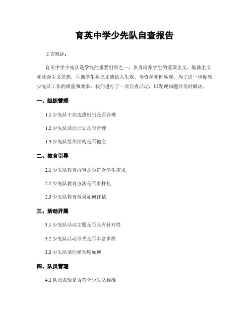 育英中学少先队自查报告